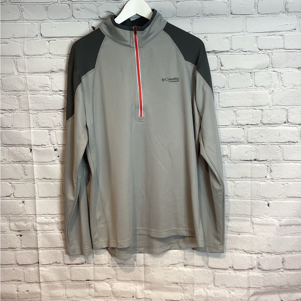 COLUMBIA OMNI-WICK TITANIUM 1/4 ZIP GREY LIGHTWEIGHT PULLOVER EUC SZ L
